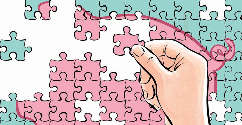 Illustration of puzzle piece fitting into a puzzle