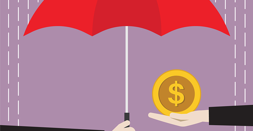 Illustration of umbrella sheltering money
