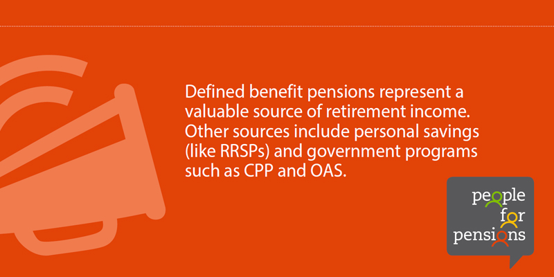 DB pensions represent a valuable source of retirement income.  Other sources include personal savings (like RRSPs) and government programs such as CPP and OAS. 